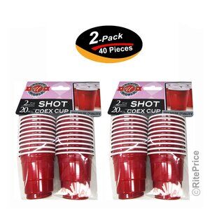 40 PCS Mini Red Cups 2oz Plastic Shot Glass Jelly Drink Party Disposable (2 Pk)